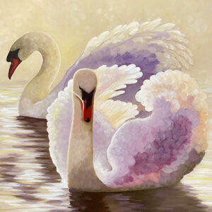 Swans - Peace Be Still - Bird Art Print